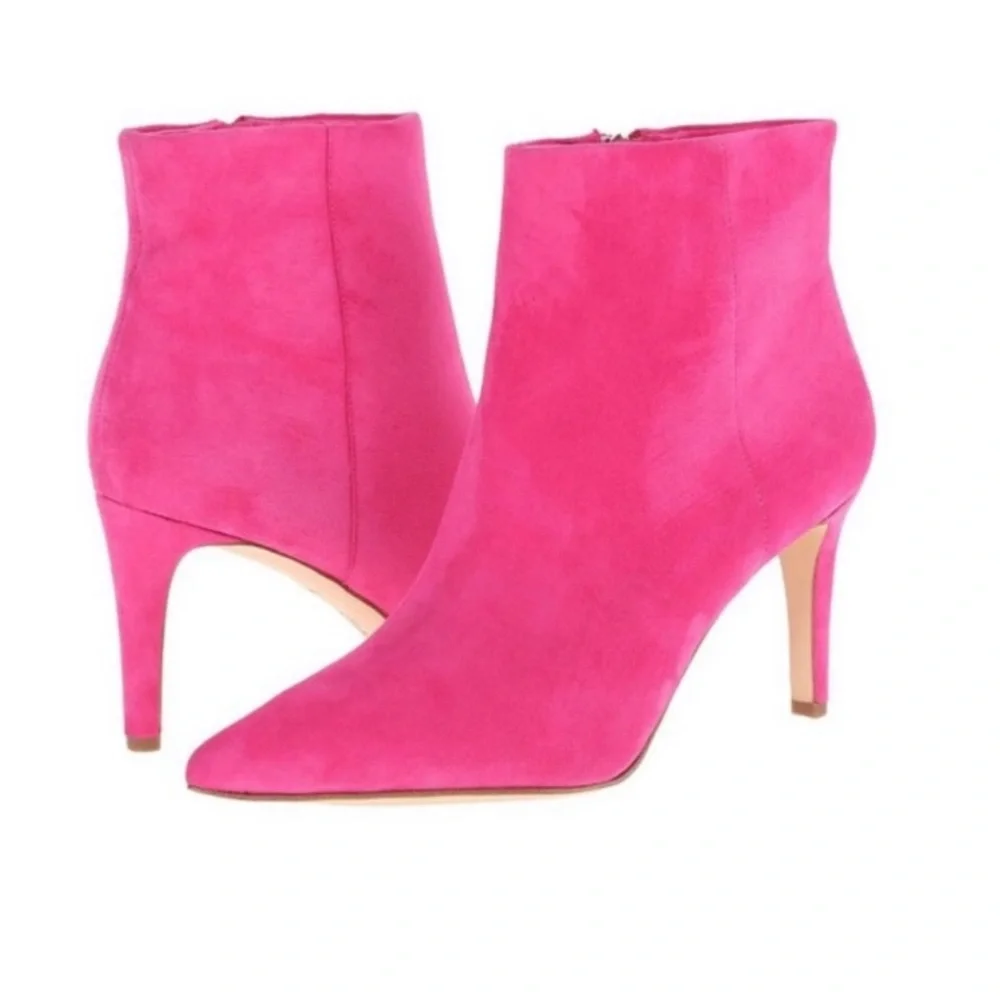 Sam Edelman Pink Suede Ankle Boots - Picture 1 of 9
